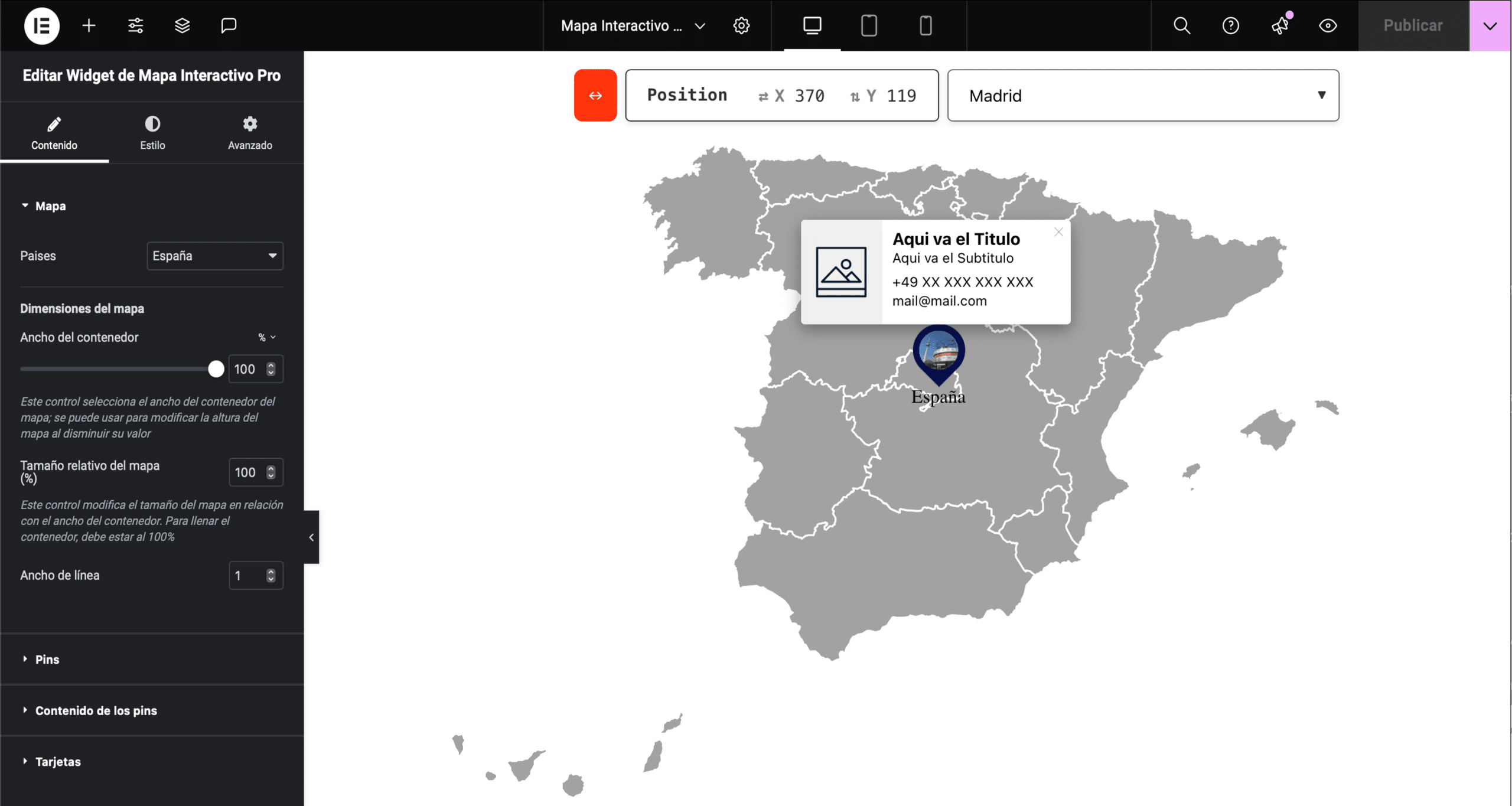 Mapa Interactivo para Elementor Pro