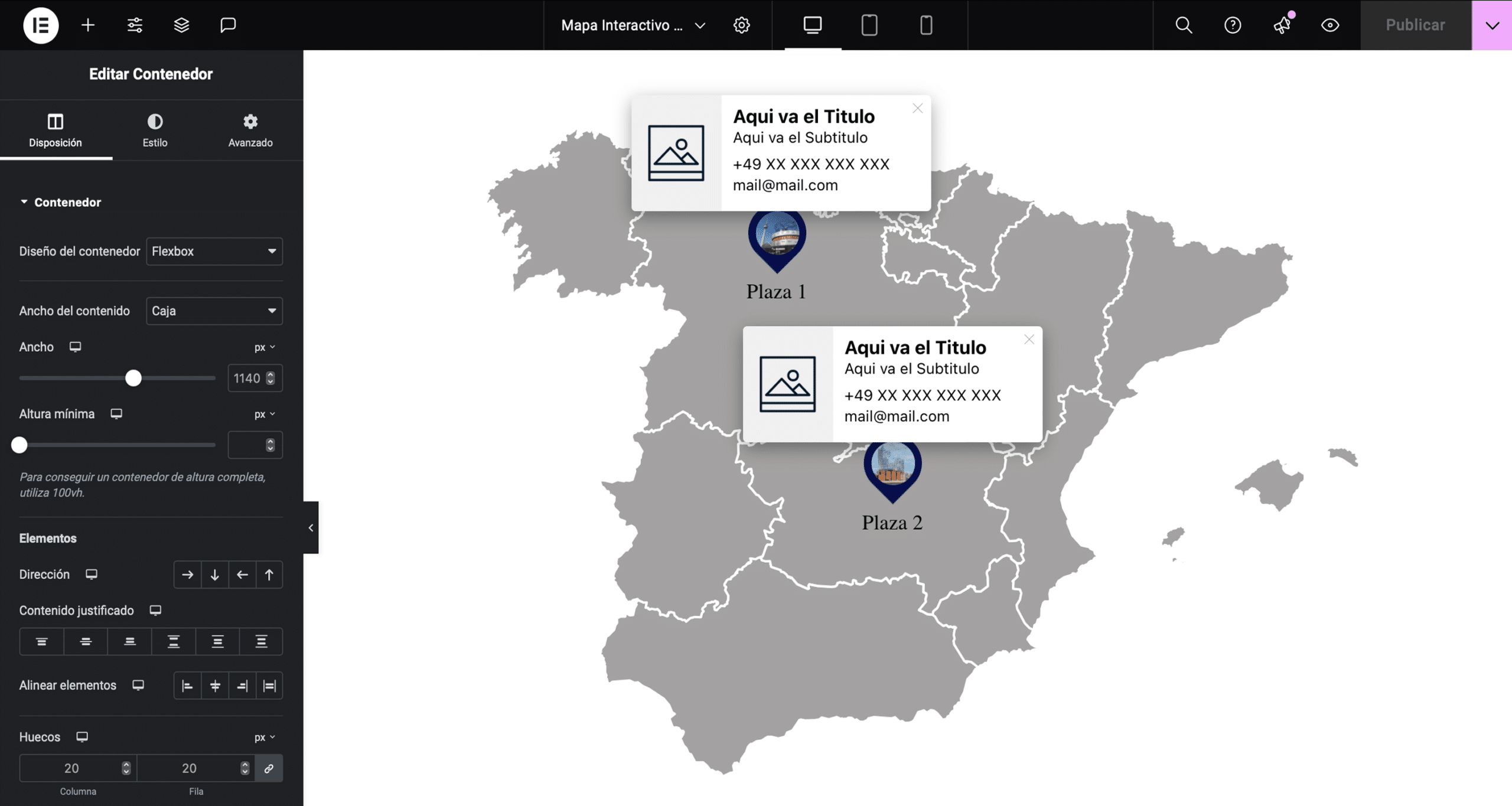 Mapa Interactivo para Elementor Pro