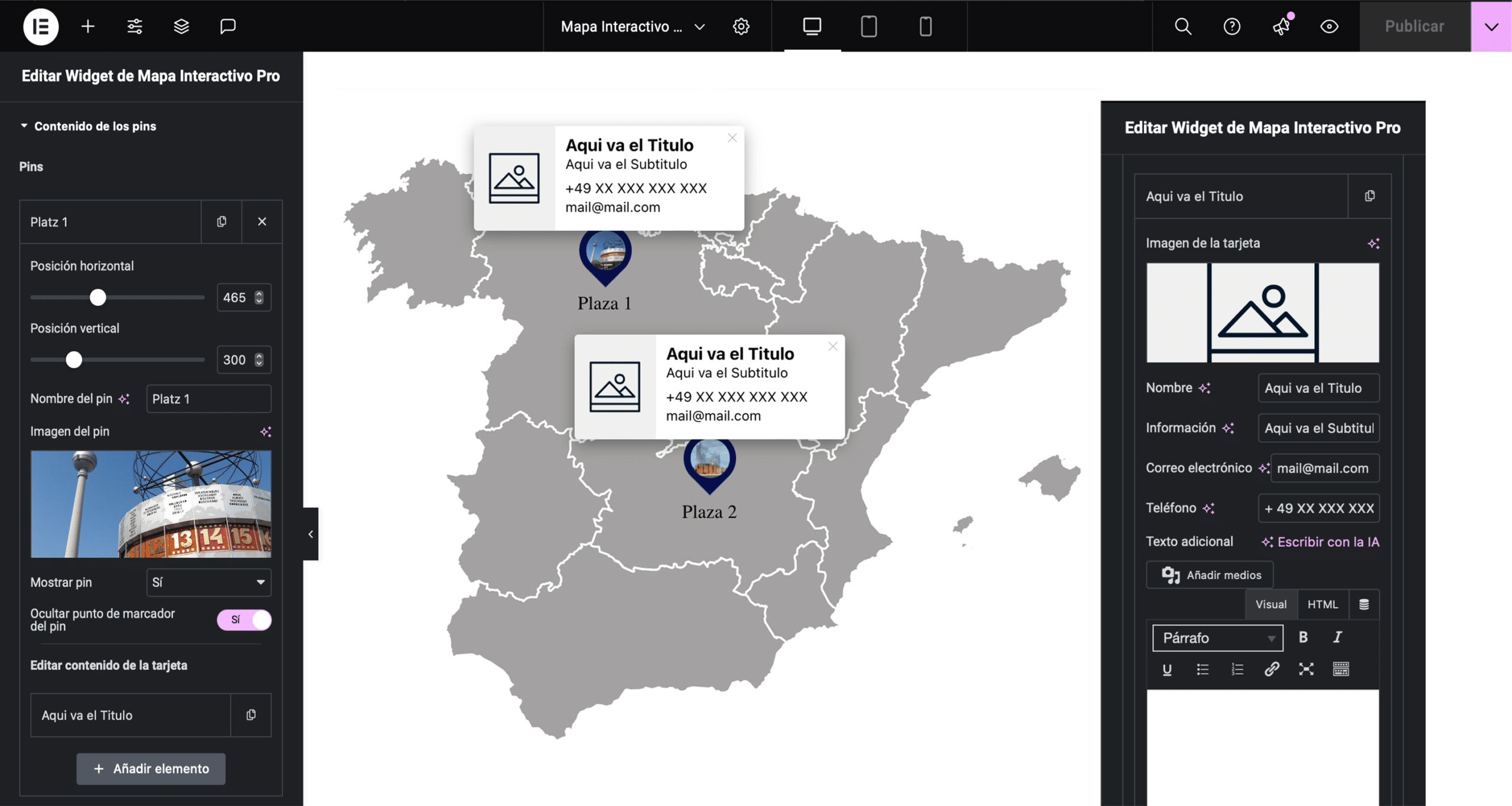 Mapa Interactivo para Elementor Pro