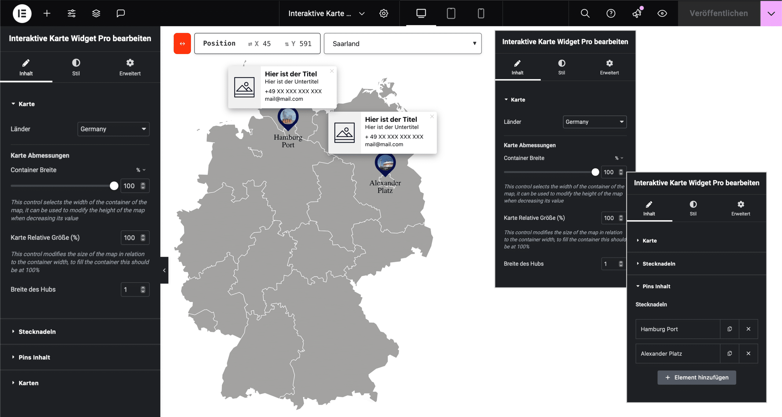 Interaktive Karte für Elementor Pro