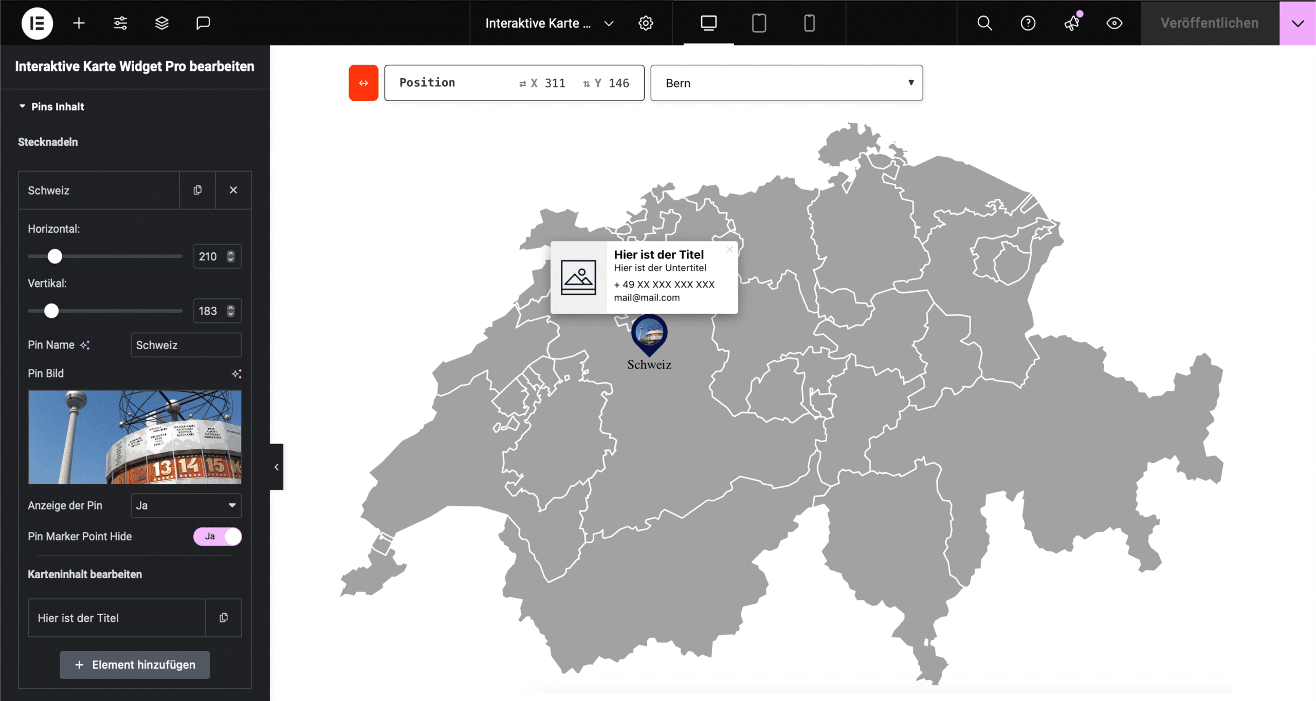 Interaktive Karte für Elementor Pro