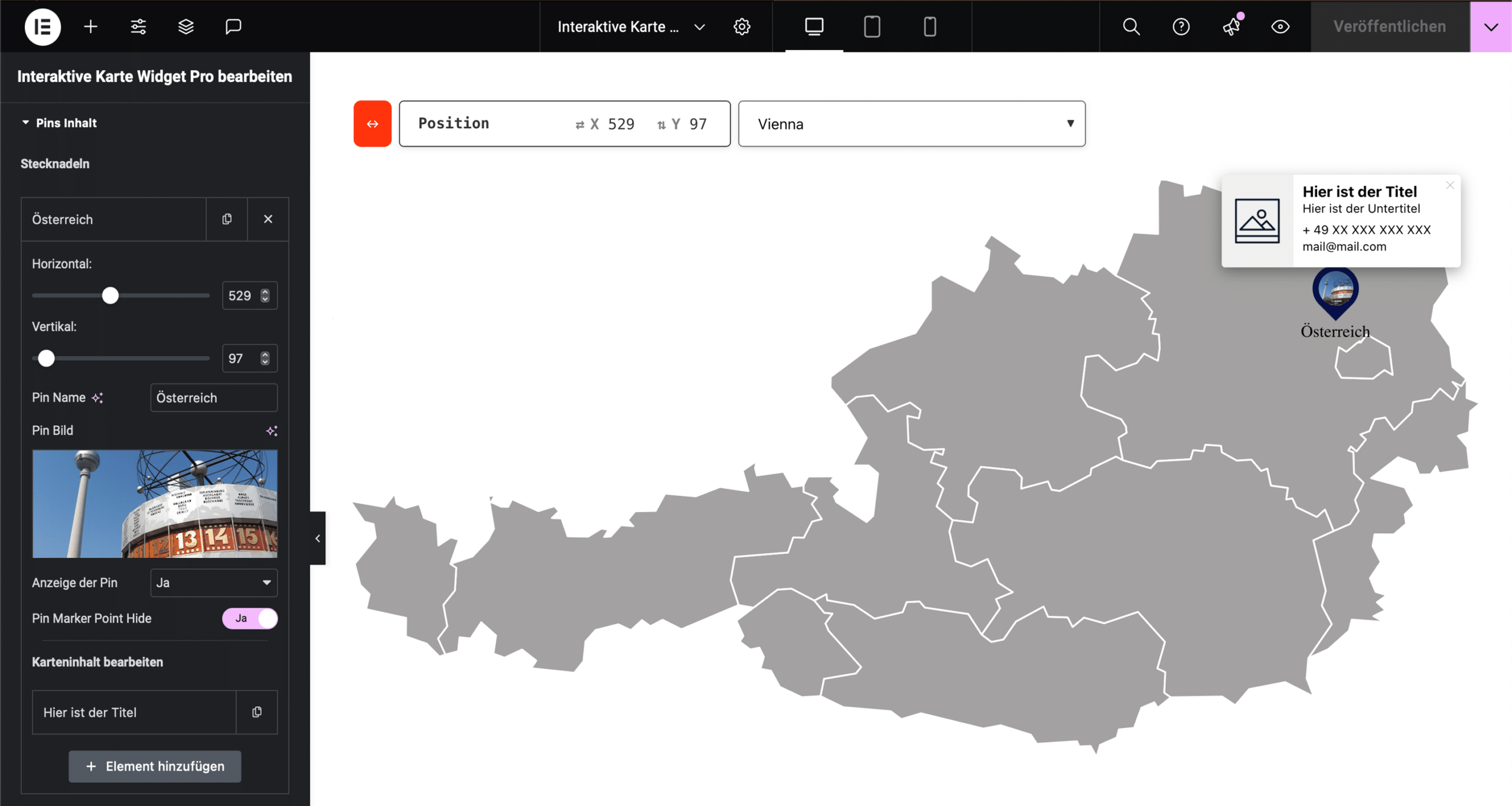Interaktive Karte für Elementor Pro