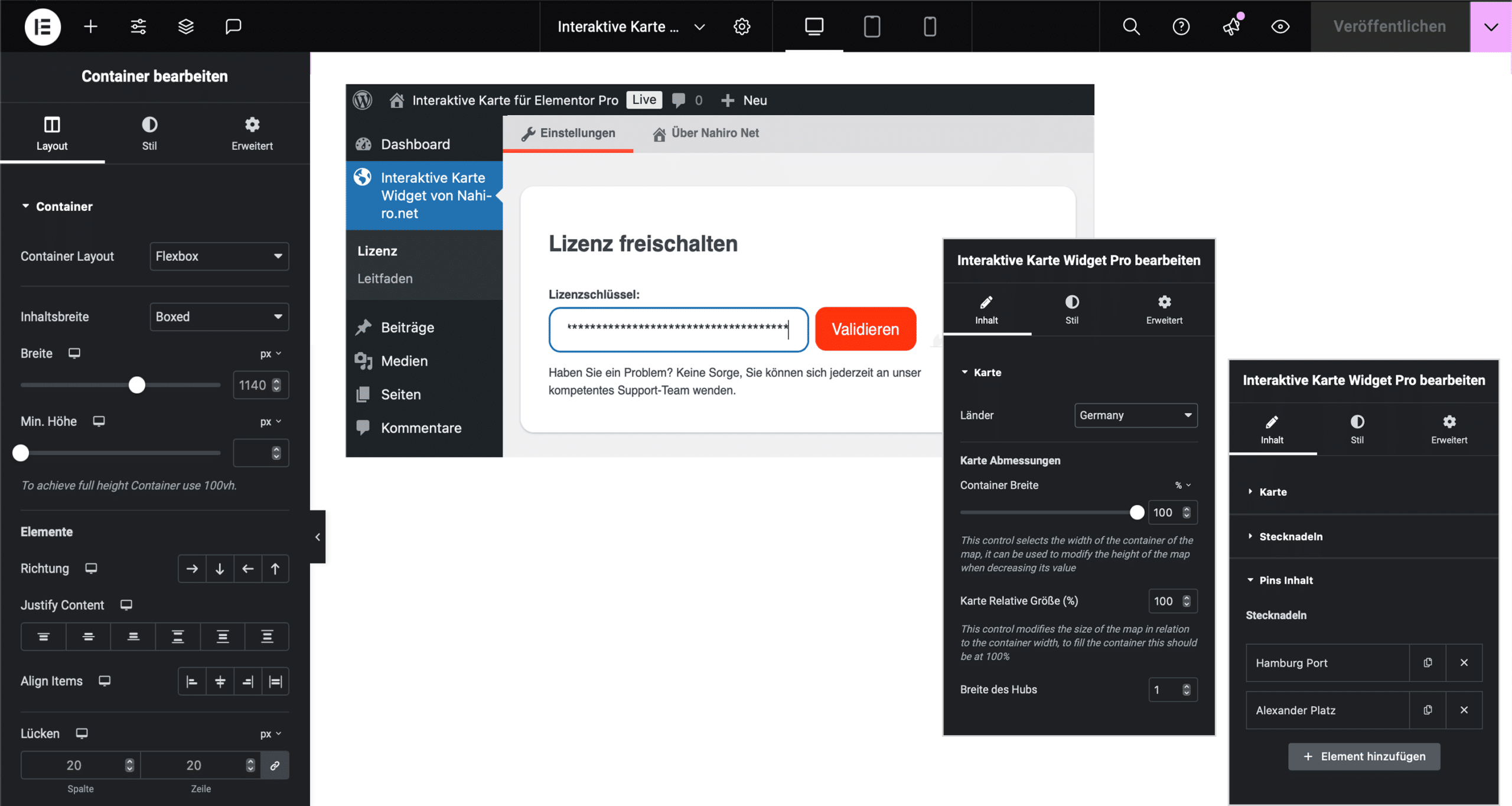 Interaktive Karte für Elementor Pro