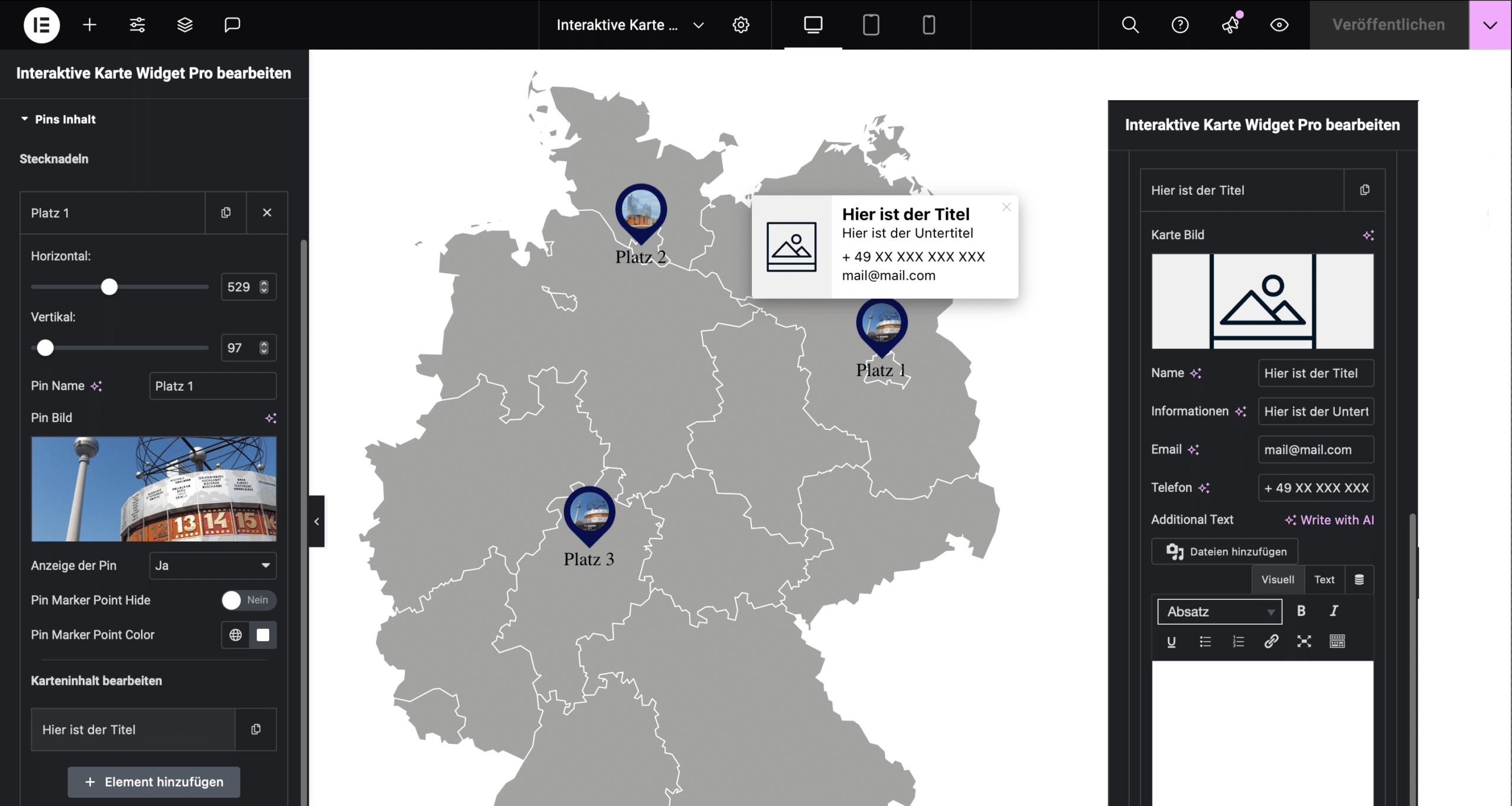 Interaktive Karte für Elementor Pro