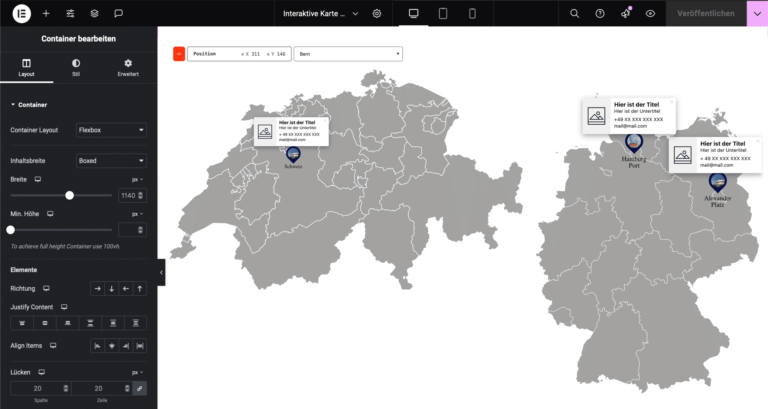 Interaktive Karte für Elementor Pro