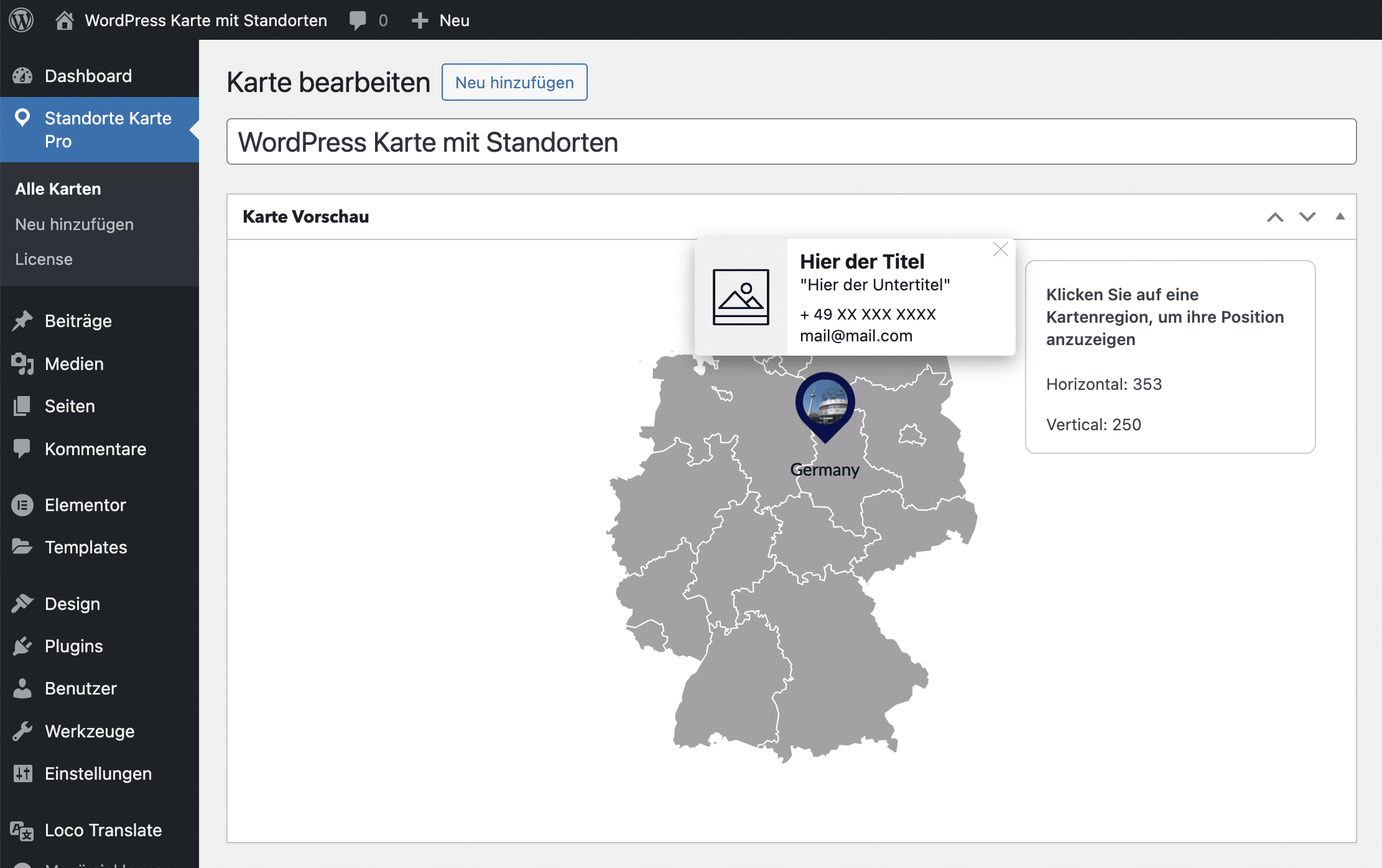 WordPress Karte mit Standorten