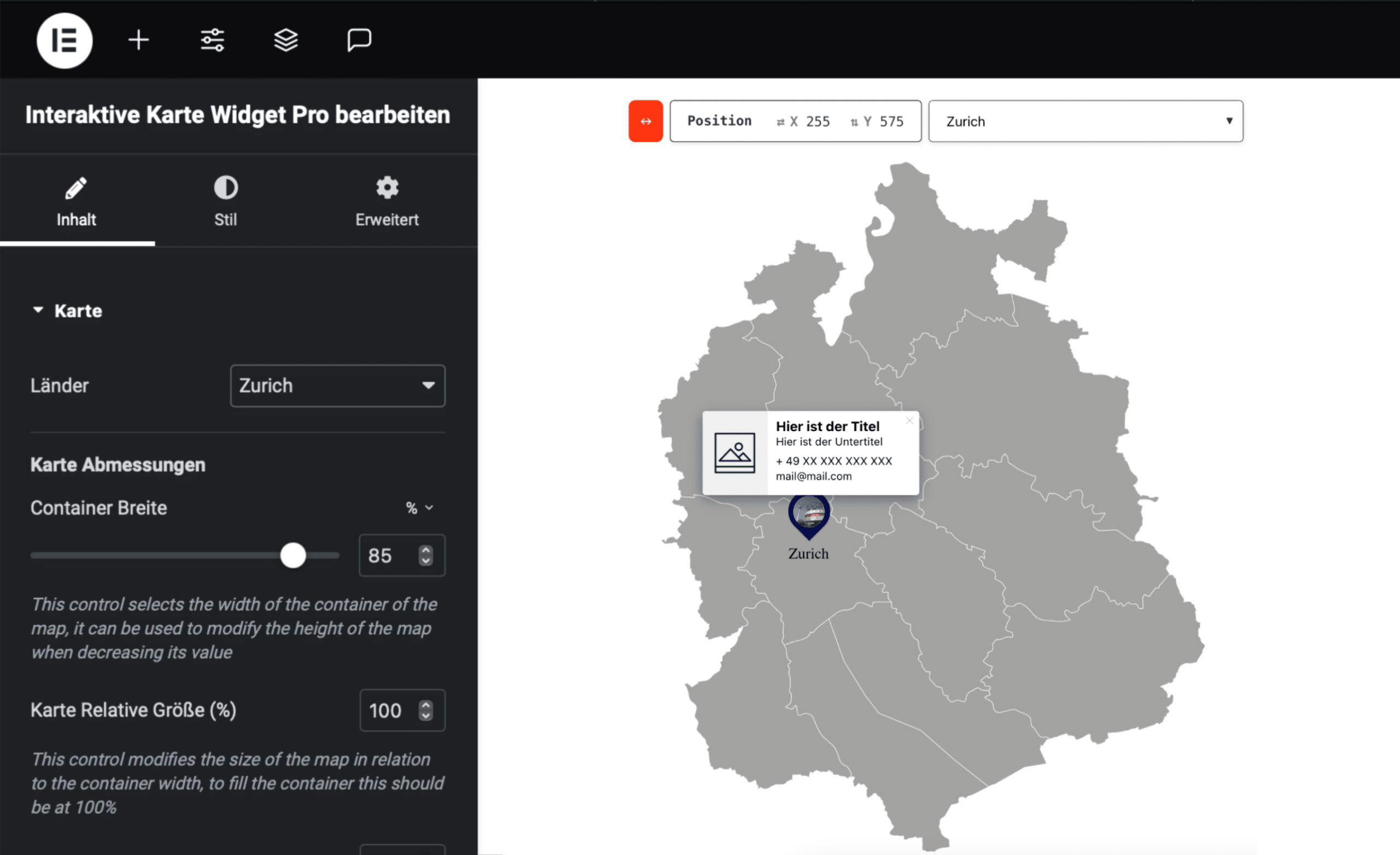 ￼Interaktive Karte für Elementor Pro Zürich